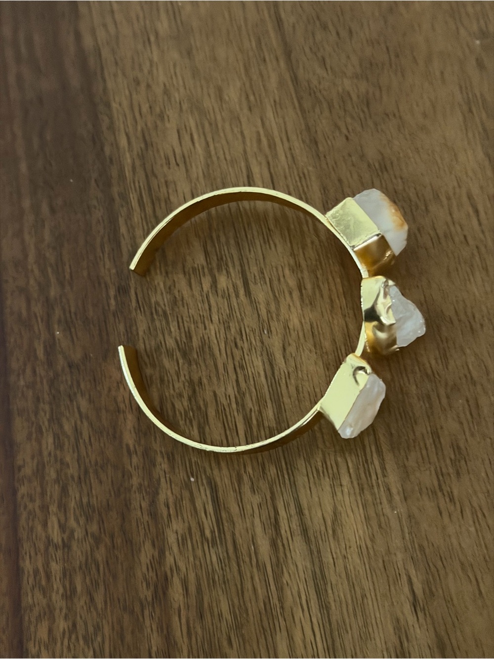 Gold Cuff Bracelet with White Druzy Stones - Picture 4 of 5